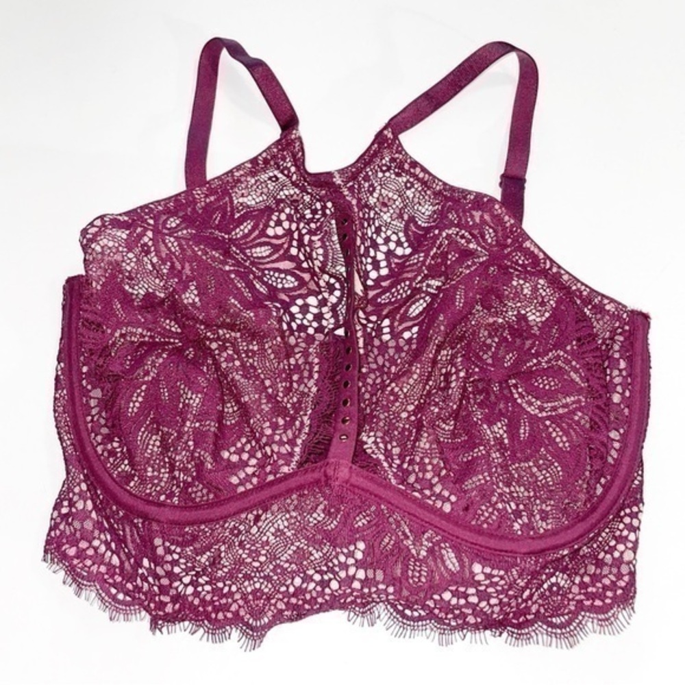 Victoria’s Secret Maroon Lacy Plunge Cutout Bralette